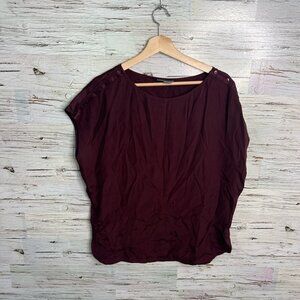 Vince Burgundy Short Sleeve Blouse